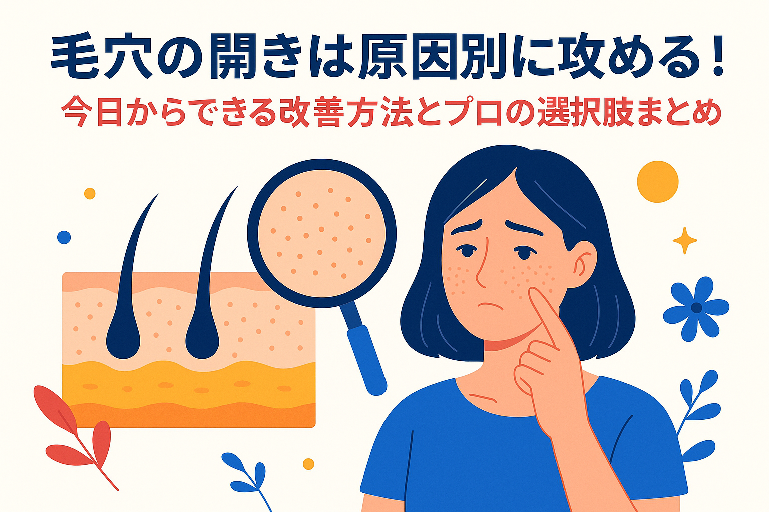 毛穴の開きは原因別に攻める！今日からできる改善方法とプロの選択肢まとめ