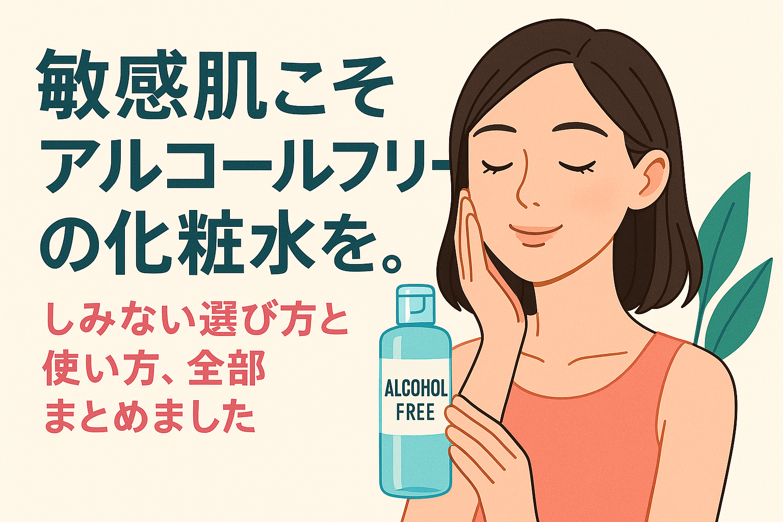 敏感肌こそアルコールフリーの化粧水を。しみない選び方と使い方