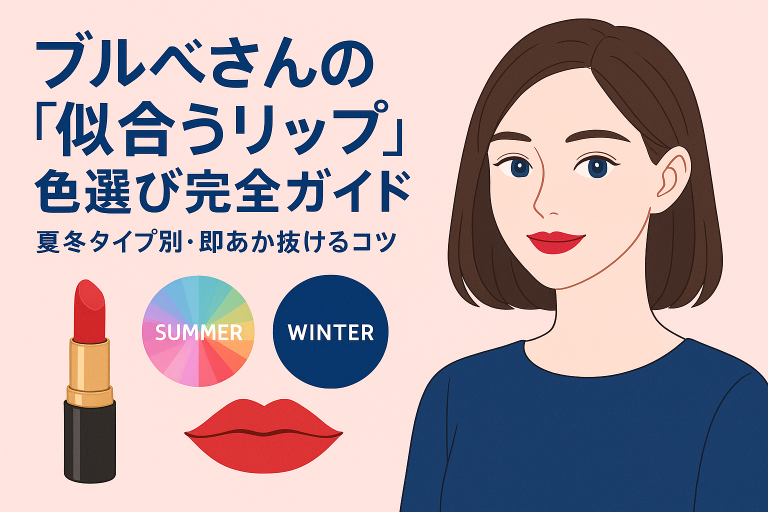 ブルベさんの「似合うリップ」色選び完全ガイド｜夏冬タイプ別・即あか抜けるコツ