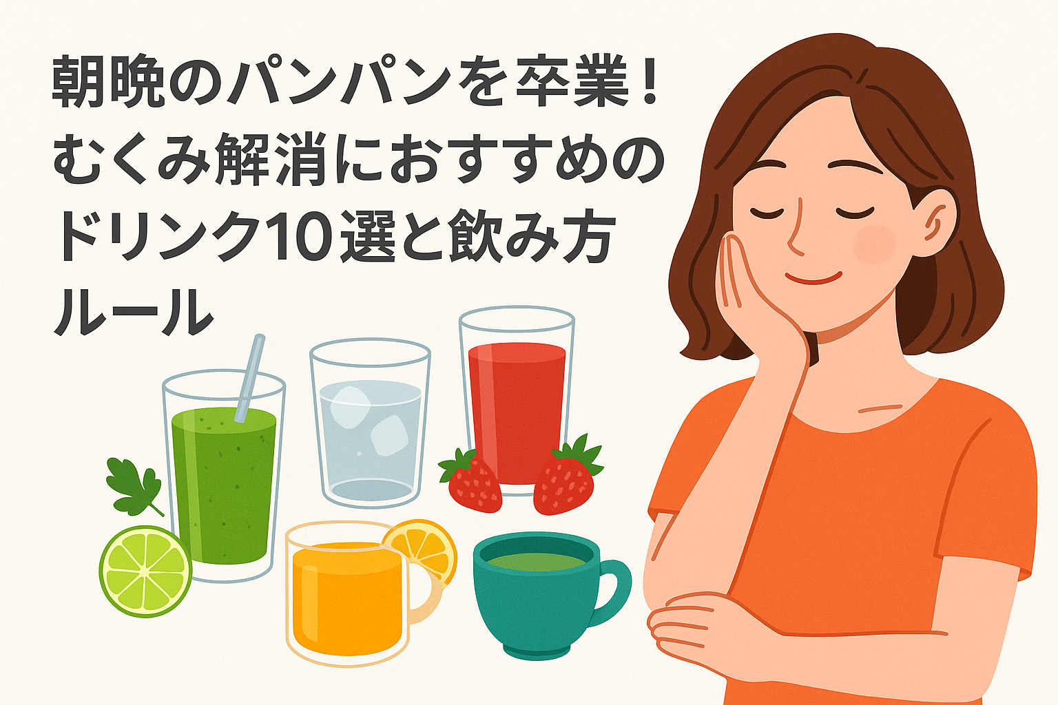 朝晩のパンパンを卒業！むくみ解消におすすめのドリンク10選と飲み方ルール