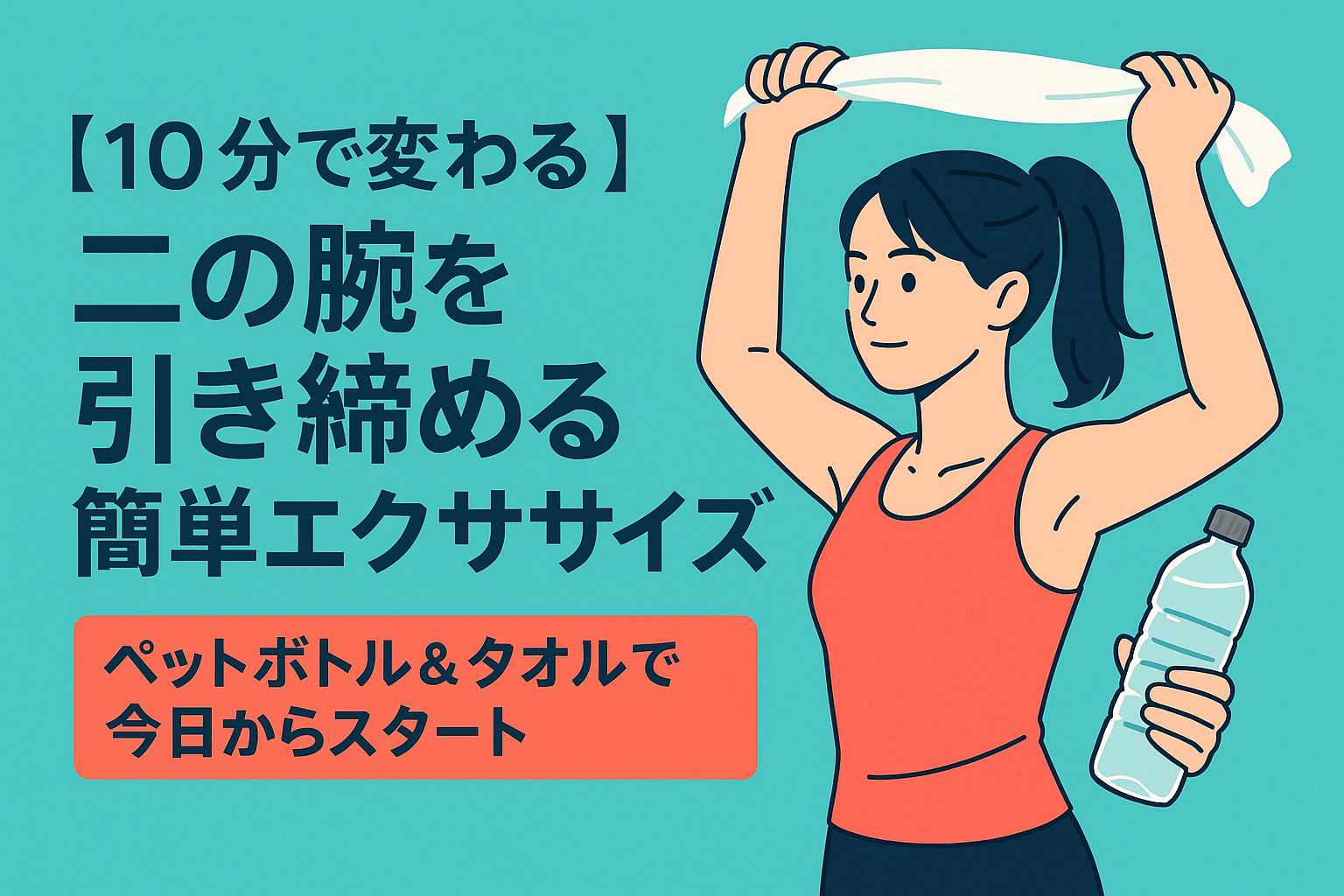 【10分で変わる】二の腕を引き締める簡単エクササイズ｜ペットボトル＆タオルで今日からスタート
