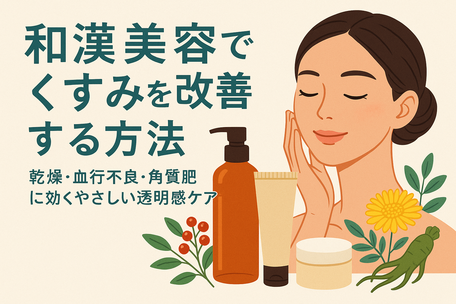 和漢美容でくすみを改善する方法｜乾燥・血行不良・角質肥厚に効くやさしい透明感ケア