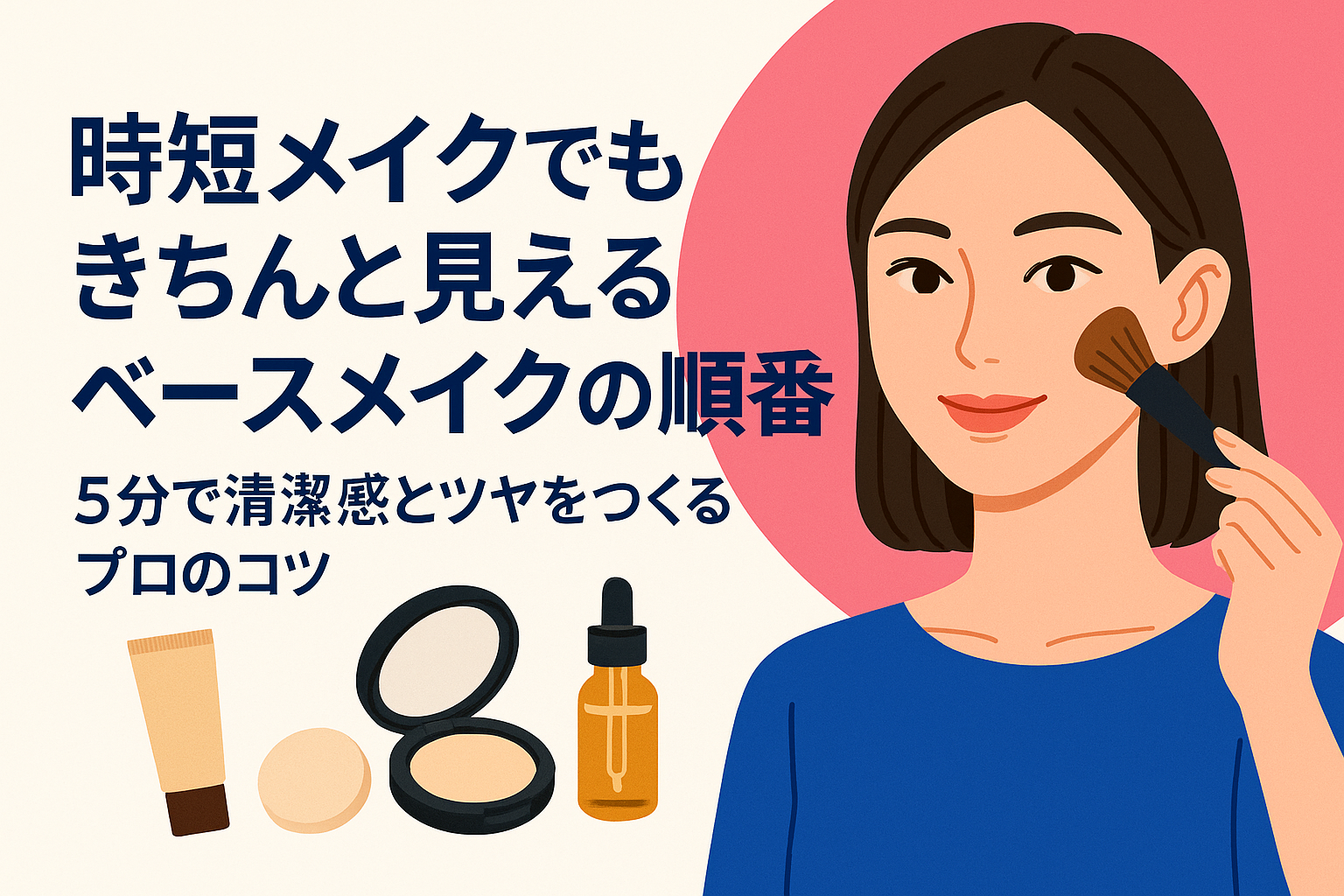 時短メイクでもきちんと見えるベースメイクの順番｜5分で清潔感とツヤをつくるプロのコツ
